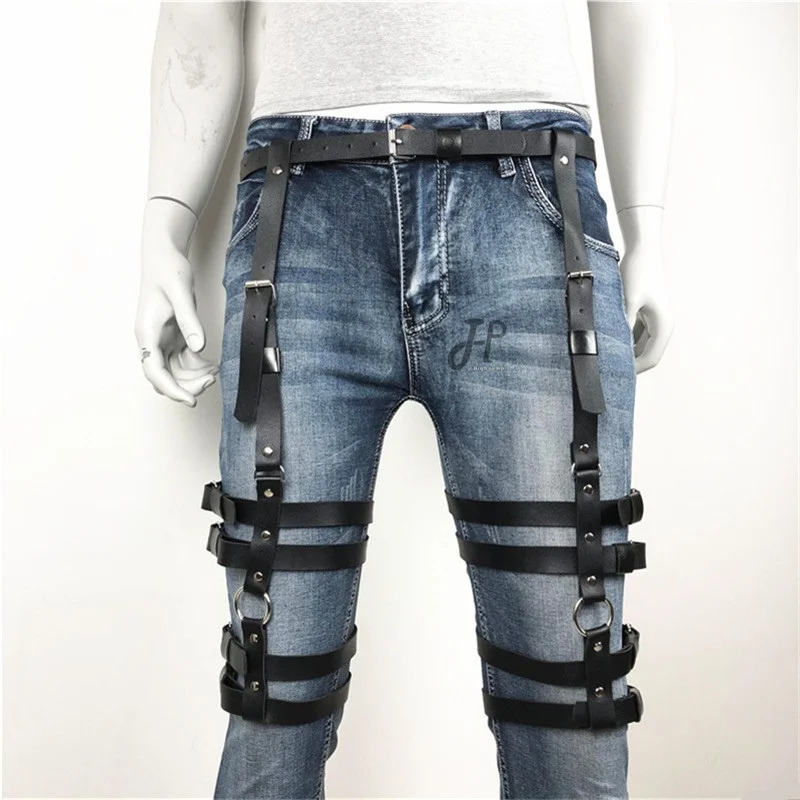 

Women Sexy Leather Thigh Garter Belt Pu Punk Elastic Harness Leg Strap Goth Stocking Waist Leglet Belt Garters Suspender Girl