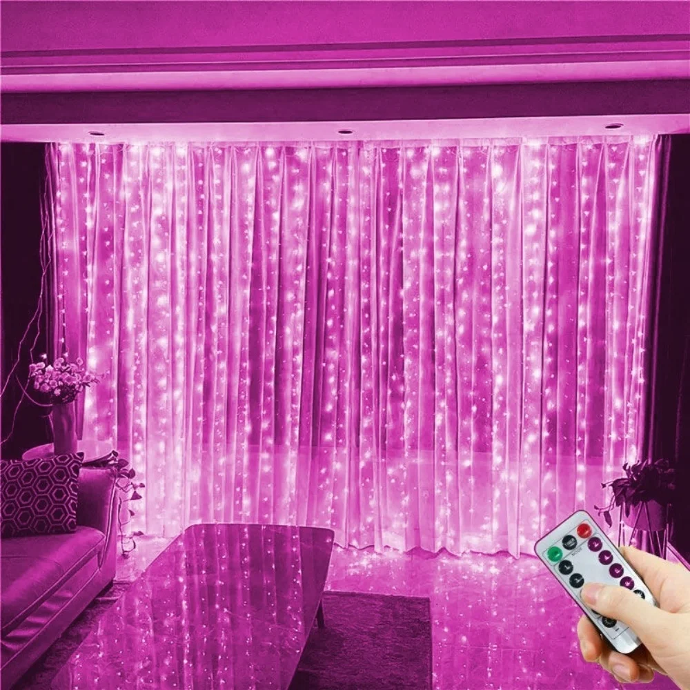 8 Modes LED Curtain String Lights USB Fairy Light with Remote Ramadan Decoration for Home Valentine's Day Wedding Party Decor