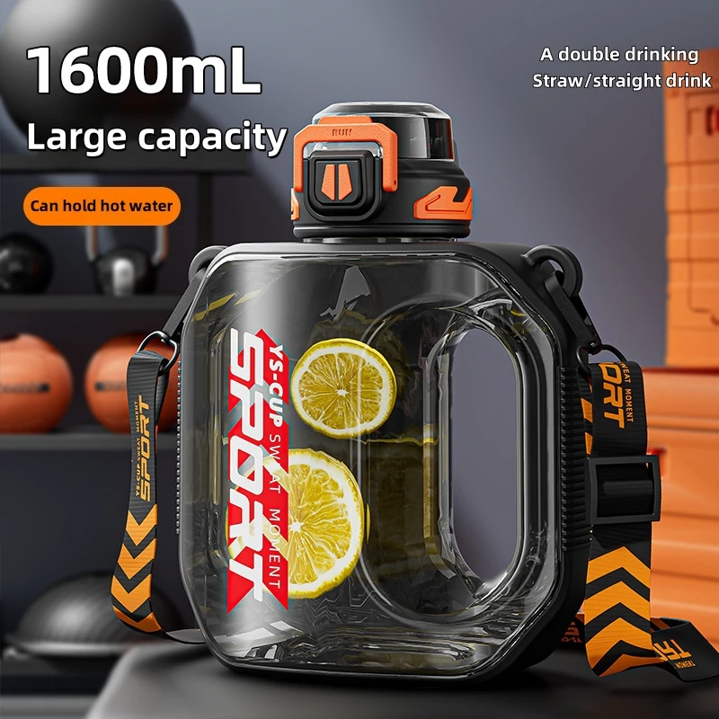 

1600ML Large Capacity Sports Water Bottle Food Grade Plastic Straw Water Cup Portable Gym Adult Water Bottle BPA Free Water Cup