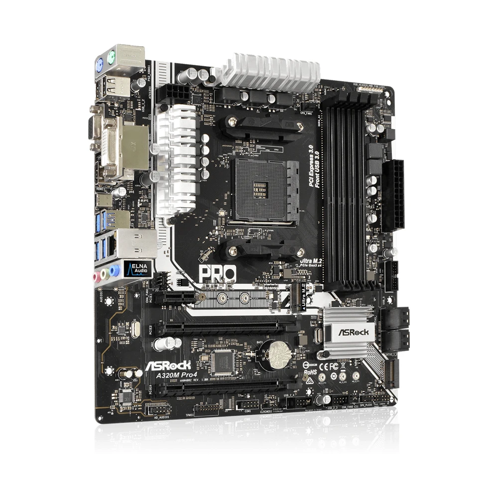 Imagem -03 - Placa-mãe Pro4 Cpu Amd A320 Suporta Ryzen 5950x Ryzen 5800x3d x Dimms Ddr4 64gb de Ram Micro Atx Asrock-a320m