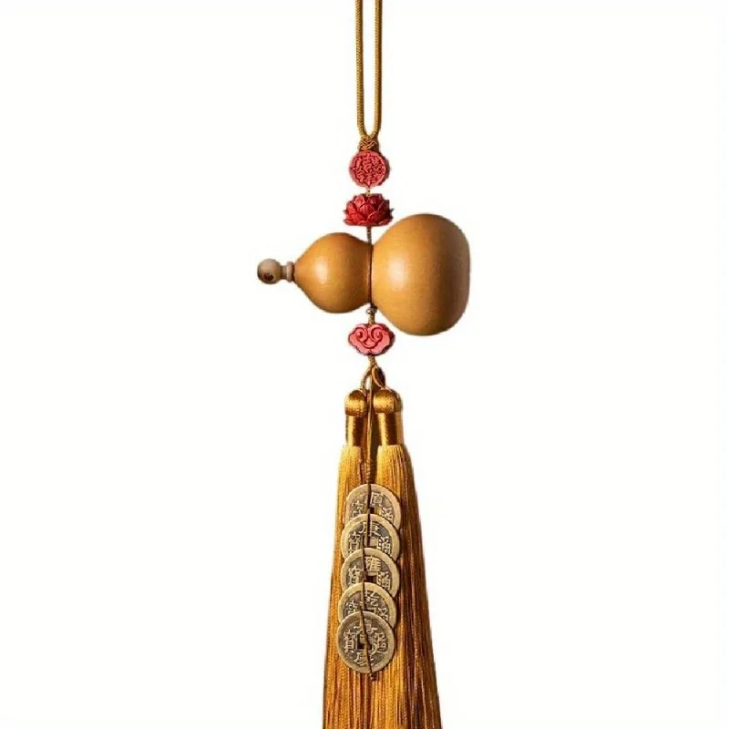 Five Emperors Cinnabar Red Envelope Gourd Feng Shui Wealth-Attracting Ornament, Beaded Coin Door Frame Decoration, Symbolizing
