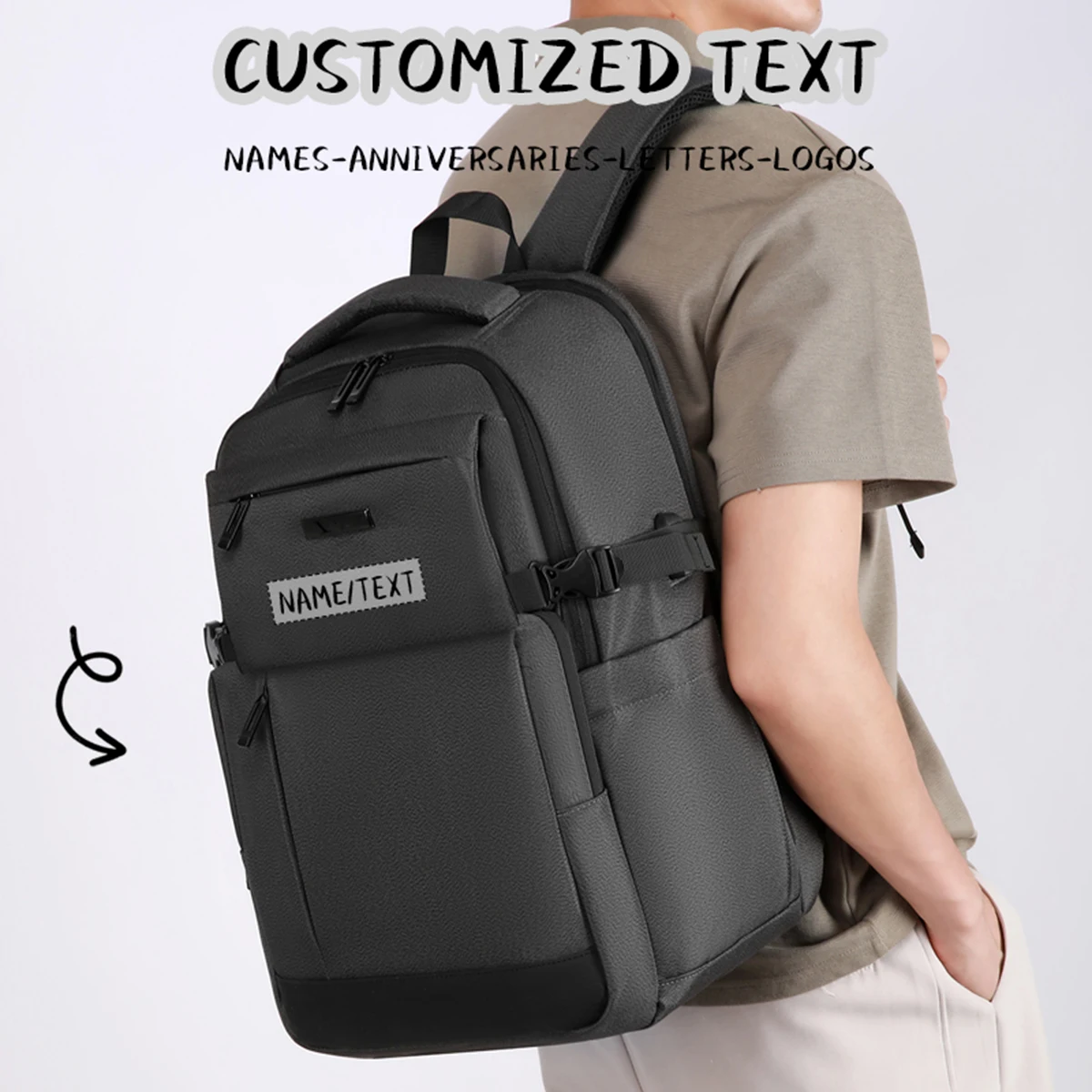 

Рюкзак для ноутбука с индивидуальным логотипом, мужской рюкзак, дорожный рюкзак, легкий рюкзак для коротких поездок, деловой рюкзак, ручная кладь, DIY
