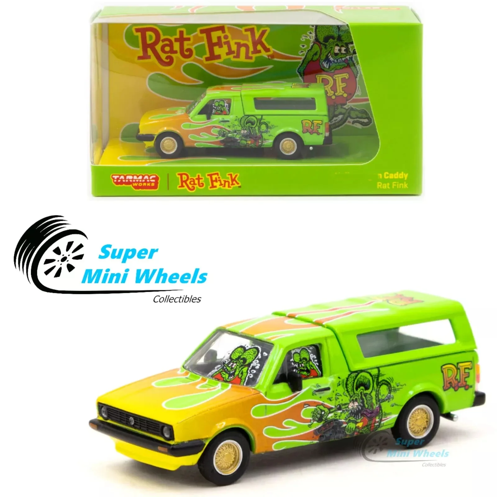 

Schuco x Tarmac Works COLLAB64 Caddy — литой автомобиль Rat Fink 1:64