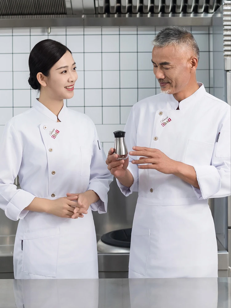 Hotel Chef Uniform Restaurant Kitchen Jacket Catering Cook Shirt Bakery Cooking Coat Cafe Waiter Work Costume Tops and Apron