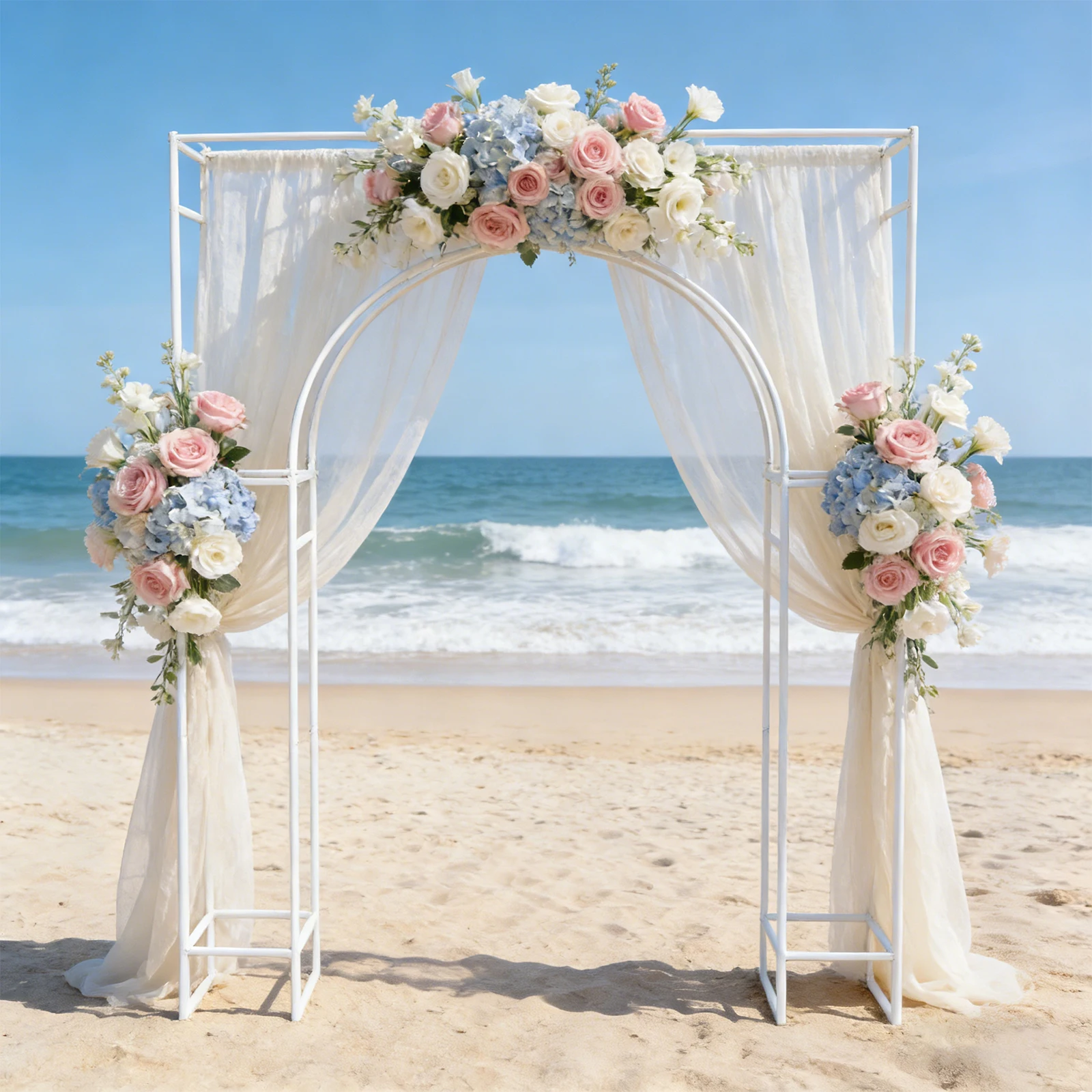 

1.8x2.5m Wedding Arch Backdrop Stand White Wedding Arches Square Balloon Arch Stand Garden Arbor Frame for Wedding Party Ceremony