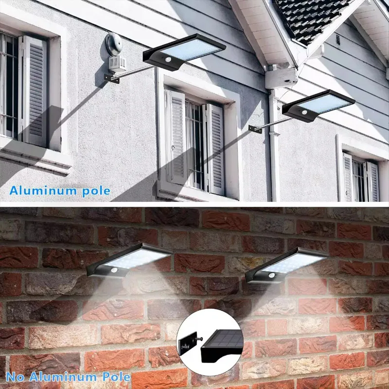 Imagem -04 - Alumínio Led Solar Street Wall Lights Sensor de Movimento Pir Luzes Dim 48leds 450lm 3.5w Pólo para Garagem de Jardim