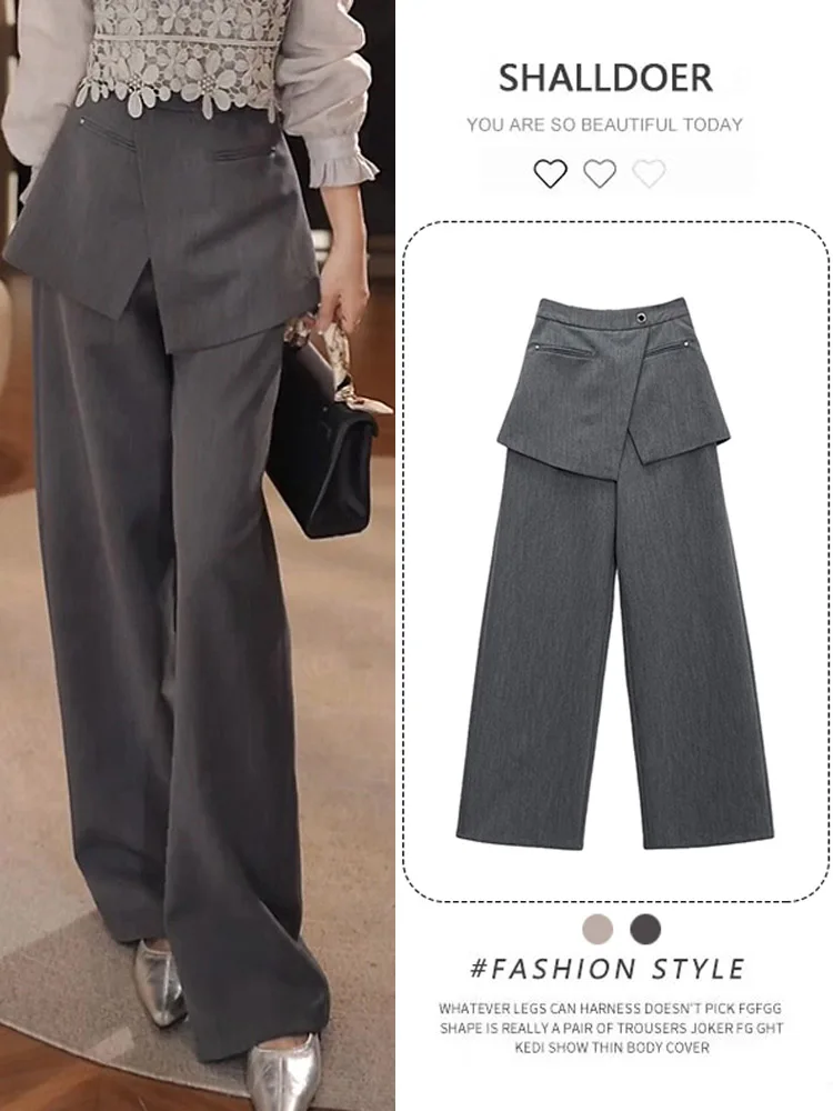

Korean Style Wide Leg Pants Suit Women's Fashion Loose Drapey Floor-Length Straight Cut Pants Autumn New Arrival