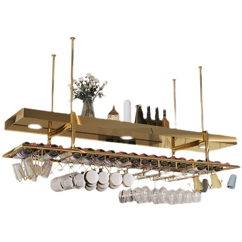 Bar hanger hanging bar high-grade wine glass rack upside down hanger light luxury stainless steel wine rack goblet hanger