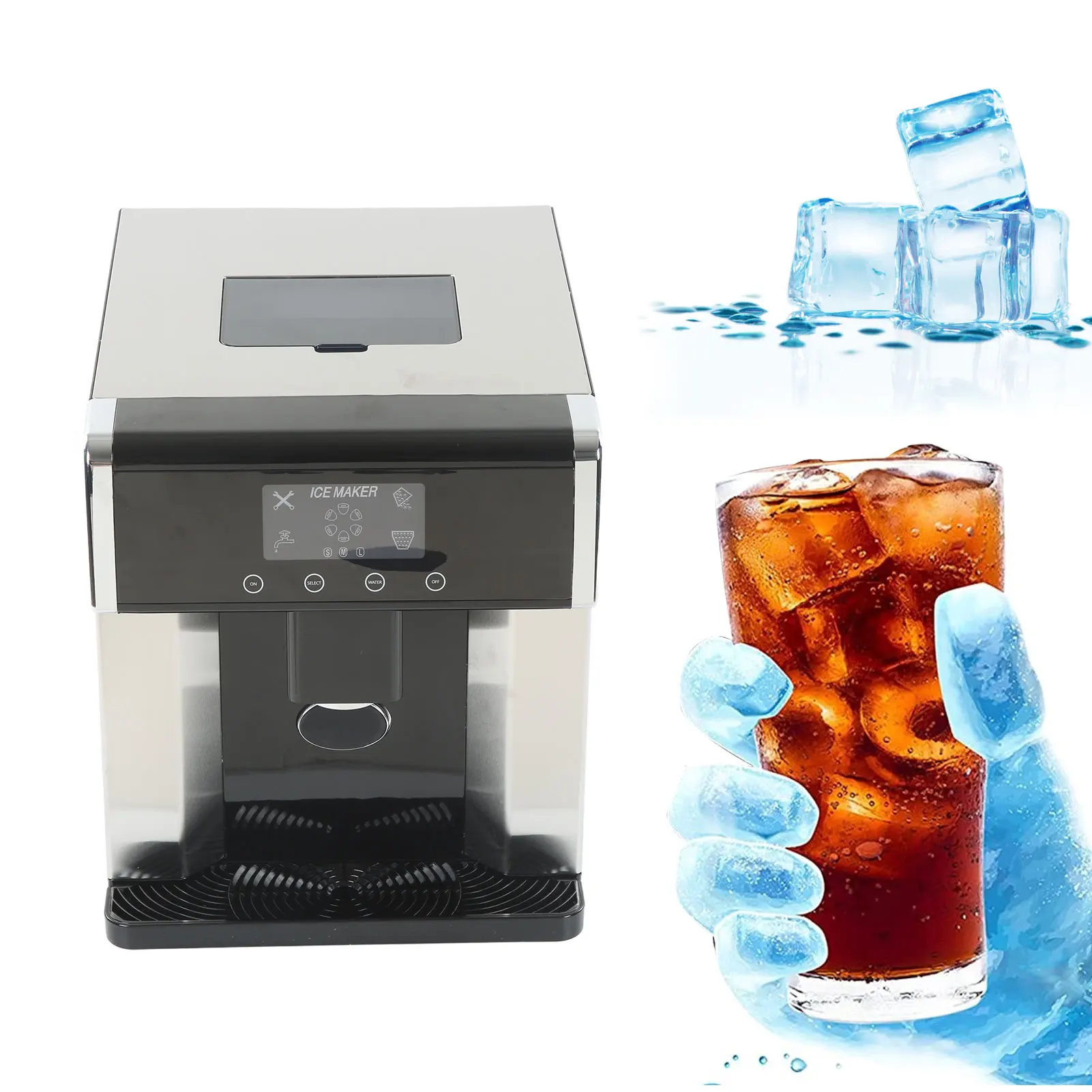 

2 в 1, ледогенератор, диспенсер для воды, домашний ледогенератор, ледогенератор, диспенсер для воды, ЖК-дисплей с сенсорным дисплеем, ледогенератор, столешница