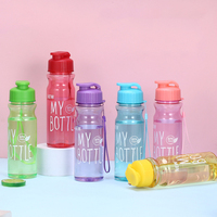 1pc Water Bottle Plastic Portable Transparent Leakproof Drink Bottle Colorful BPA Free Sports Outdoor Travel Gym Fitness 500ml