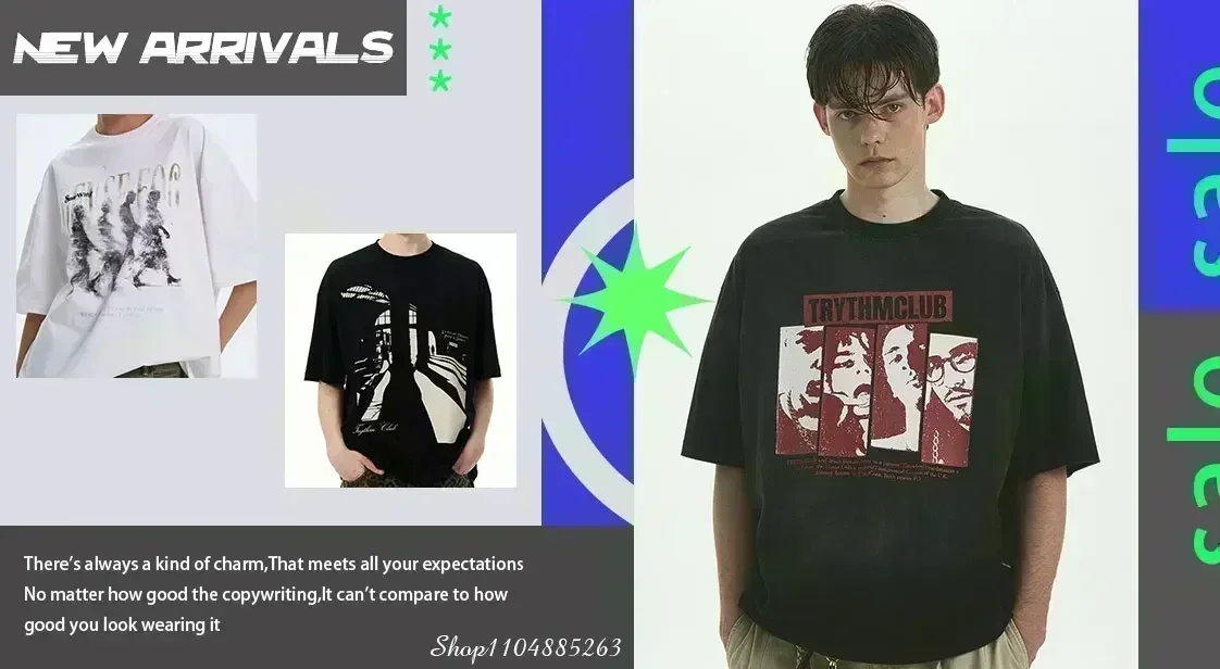 Vintage Grunge T-Shirt mit Augen-Grafik für Männer und Frauen, Schwarz-Weißer Realistischer Augen-Print Lässiges Oversize Streetwear-Shirt – Detail 7