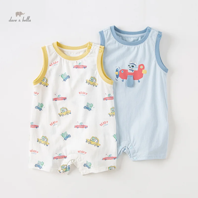 

Dave Bella Boys' Creeper Baby Clothes Summer Cool Sleeveless Comfortable Ventilate Pure Cotton Casual Outdoor DB2235297