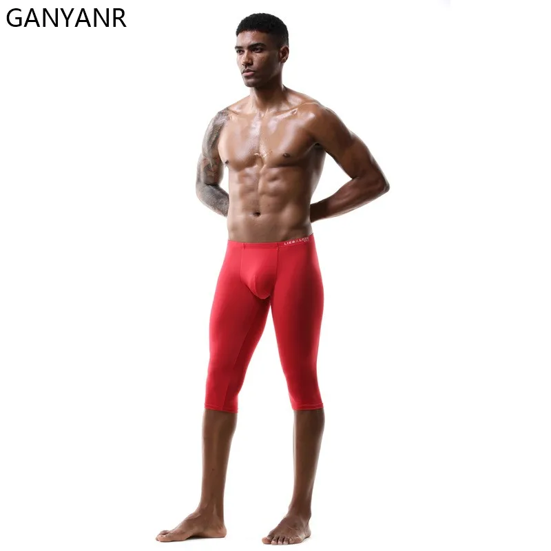 GANYANR-mallas para correr para hombre, pantalones cortos de compresión para gimnasio, Fitness, deporte, baloncesto, Yoga, Crossfit, bolsa de entrenamiento