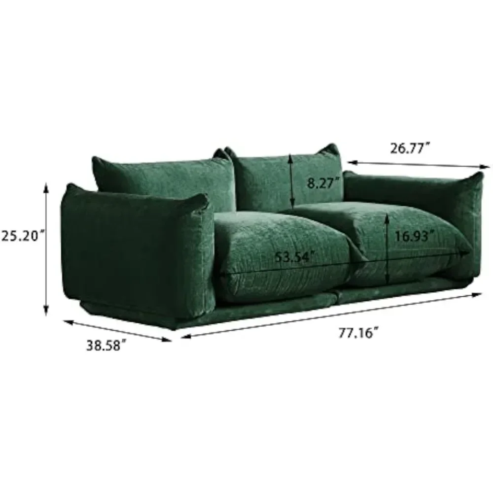 77.16inch Minimalist Sofa Couch,Convertible Couch, Lovesofa Chenilleyarn 2 Seat Modern Living Room Sofa Sets for Office House