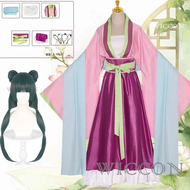 Anime Maomao Cosplay Kostüm Anime die Apotheker Tagebücher Hanfu Antike Uniform Halskette Ohrringe Haarnadeln Mädchen Frauen