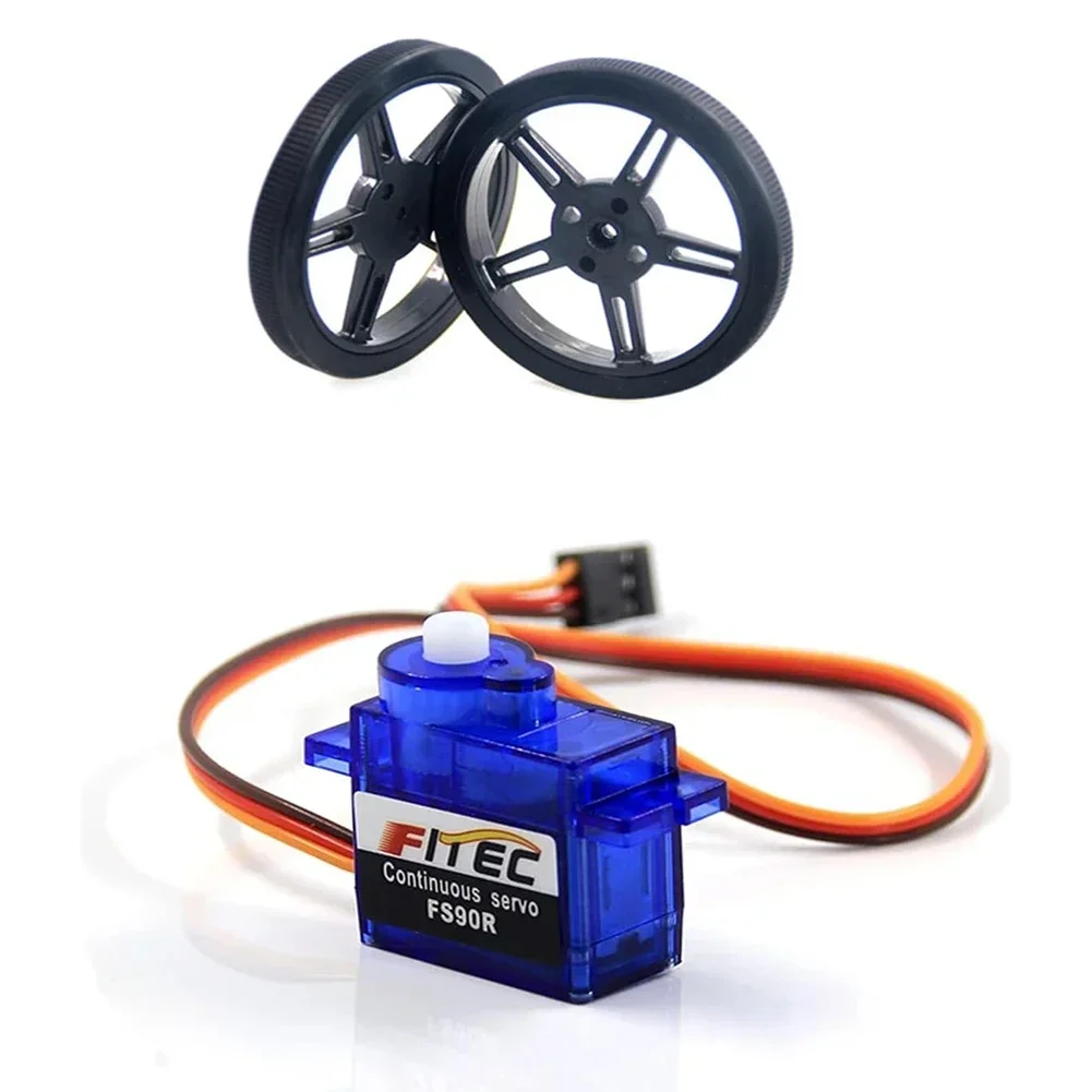Feetech FS90R Mikro Serwo Obrotowe 360 Stopni + Koło Oponowe RC do Arduino Micro:bit Dronów RC Robotów Zabawek Serwo