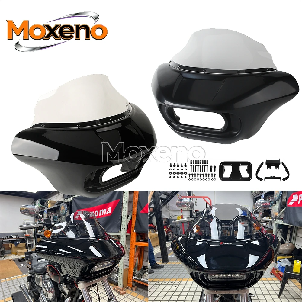 

Кожух фары в стиле «Акула» для мотоциклов Harley Low Rider Street Bob Super Glide 93-17, 9-дюймовое ветровое стекло с кронштейном для фары LP4