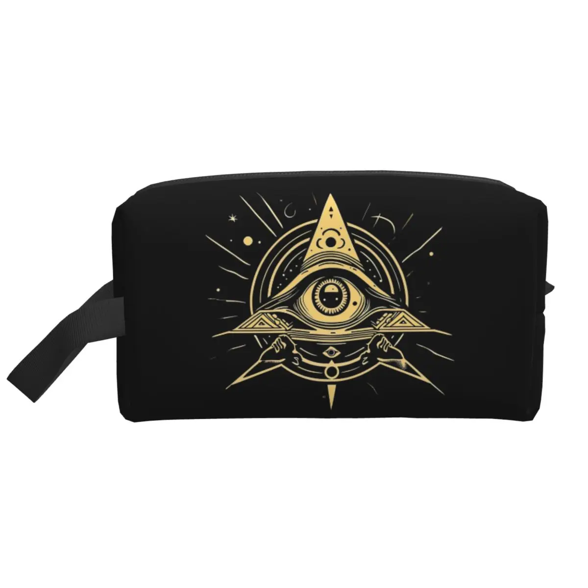 

Illuminati All Seeing Eye Women Cosmetic Bag Travel Makeup Organizer Pouch Toiletry Storage Dopp Kit Box Pencil Case
