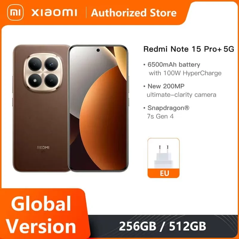 Redmi Note 15 Pro+ 5G Xiaomi Global Version Mobile Phones Snapdragon® 7s Gen 4 NFC 6.83' CrystalRes AMOLED Display 6500mAh