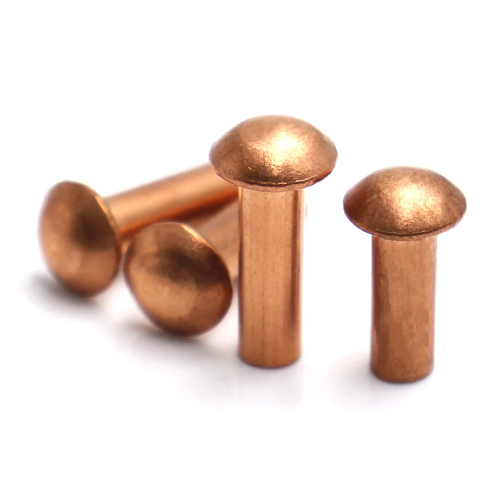 Pure Copper Solid Round Head Rivets Hammer Type Domed Cap Copper Rivets M1.5-M8