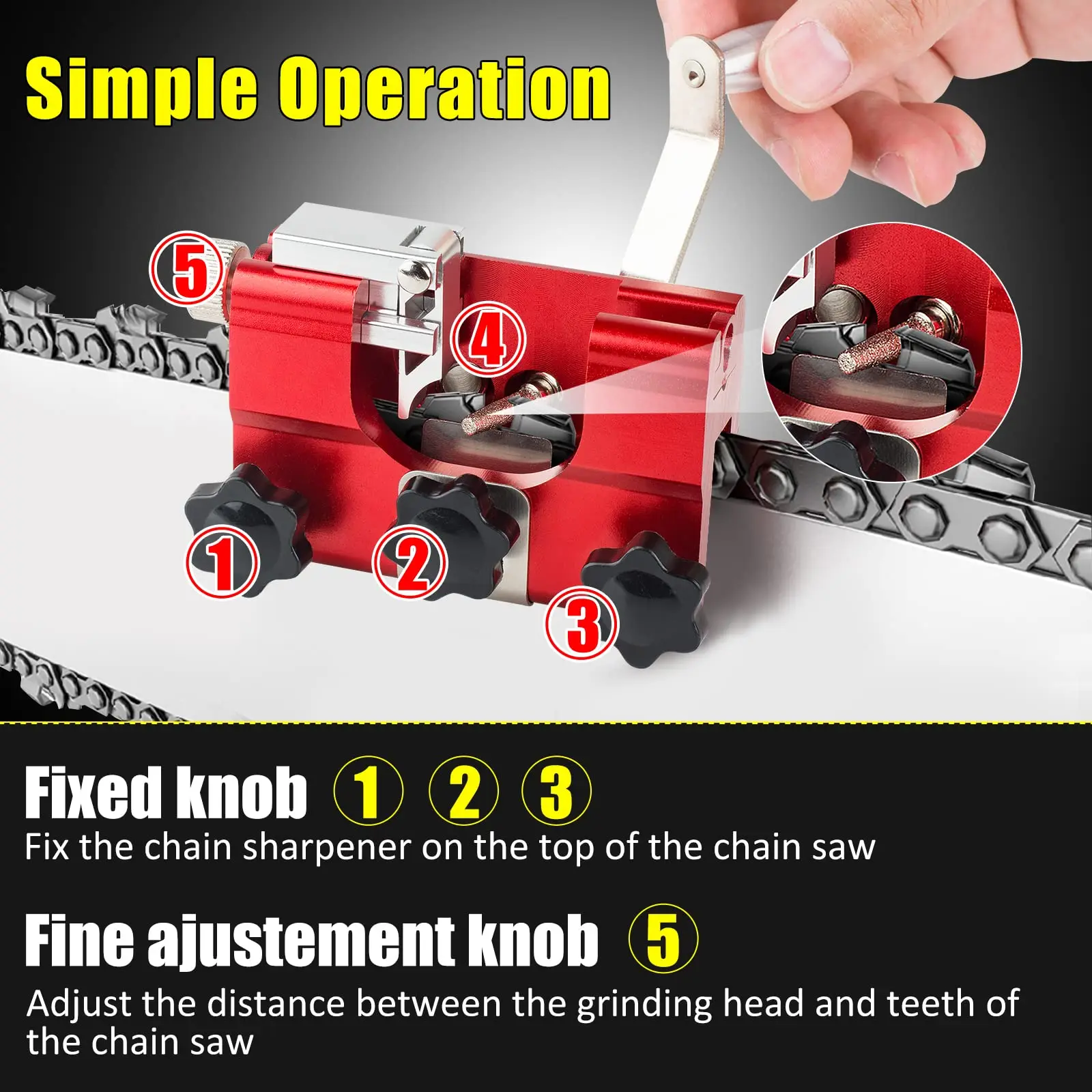 Chainsaw Sharpener With 3 Grinder Stones Chainsaw Chain Sharpening Jig Chain Saw Sharpen Tool For Most Chain Saws Electric Saws