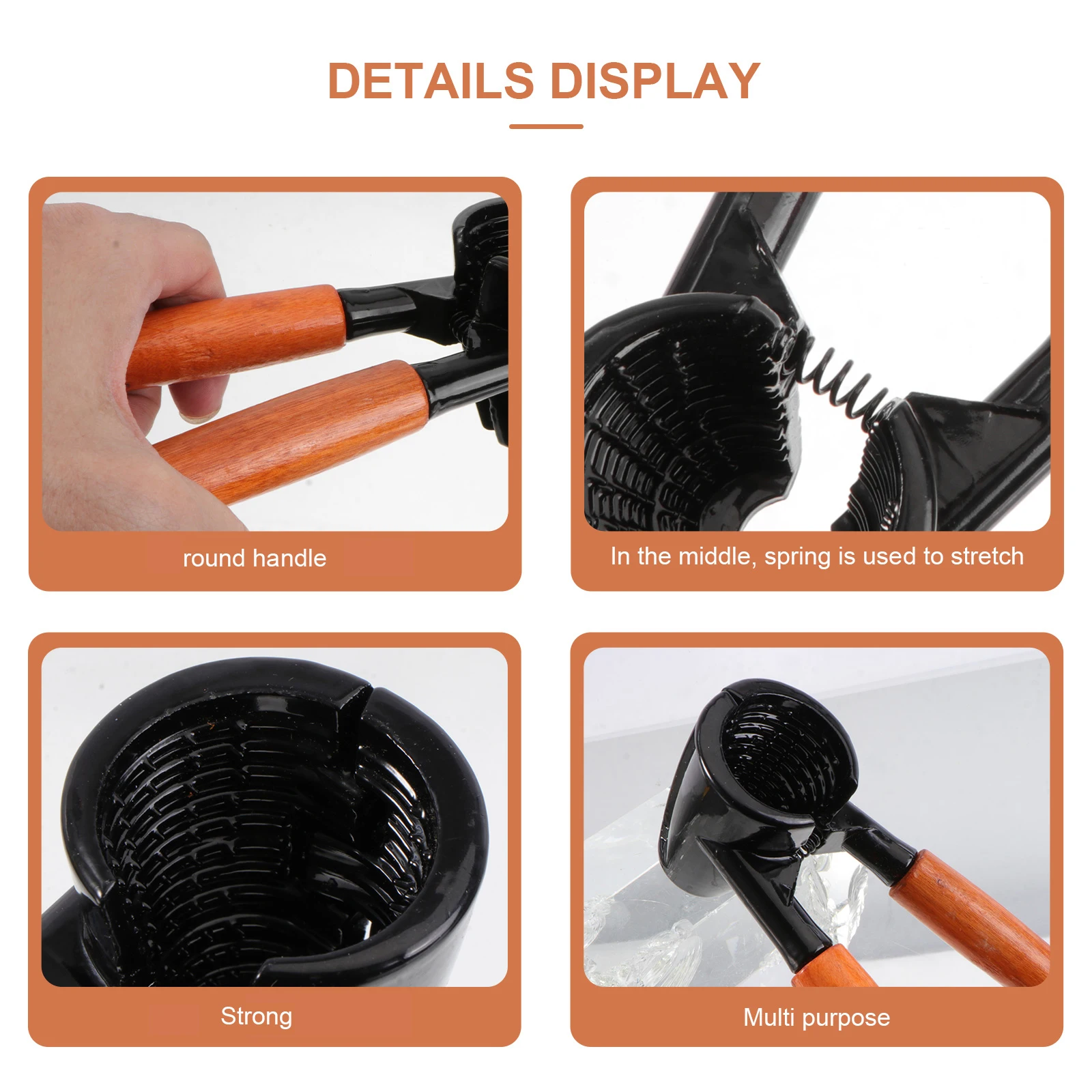 

Walnut Cracker Wooden Handle Aluminum Alloy Chuck Strong Impact Rust Proof Anti Skid Design Nut Opener For