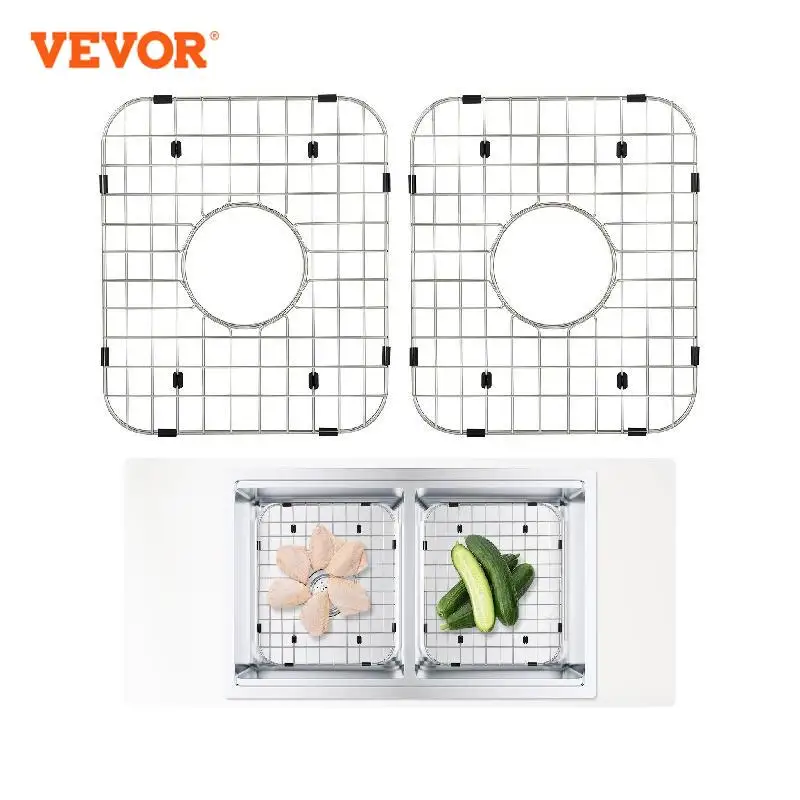 VEVOR 2PCS Sink Protector Grid Centered Drain Sink Grates with R50 Corner Radius Universal Bowl Rack Sink Accessory For Kitchen
