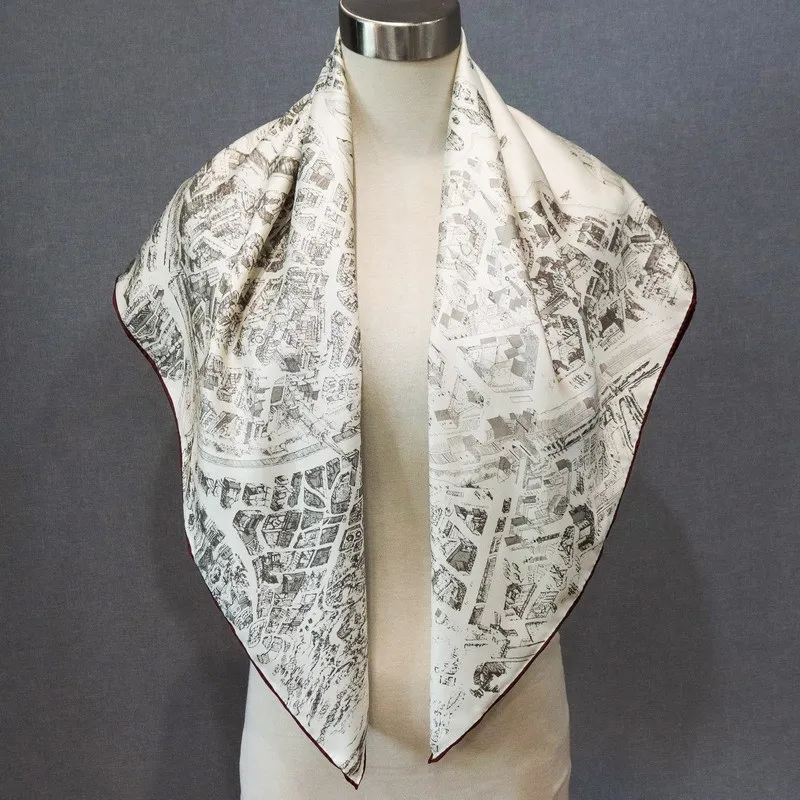 18 مللي متر وشاح حريري المرأة مزدوجة الوجهين وشاح التوت الفاخرة مصمم 90 اليد رولارد حواف عصابات حزام حقيبة اكسسوارات هدية