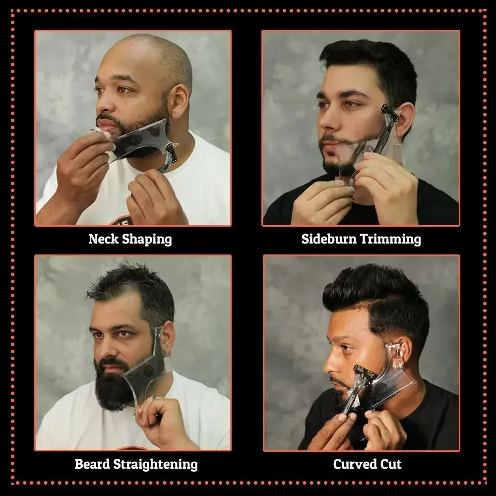1 PC Hairdressing Beard Care ลักษณะโปร่งใสหนวด Moulding หวี Shaping จัดแต่งทรงผมแม่แบบไม้บรรทัดหวี Men Beard Comb