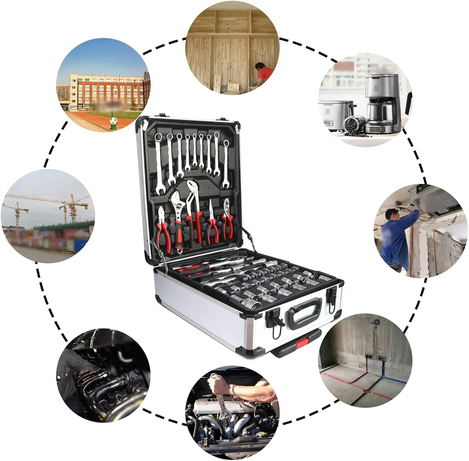 Conjunto de ferramentas de reparo industrial profissional de 999 peças, eletricista automotivo doméstico multifuncional, incluindo chave
