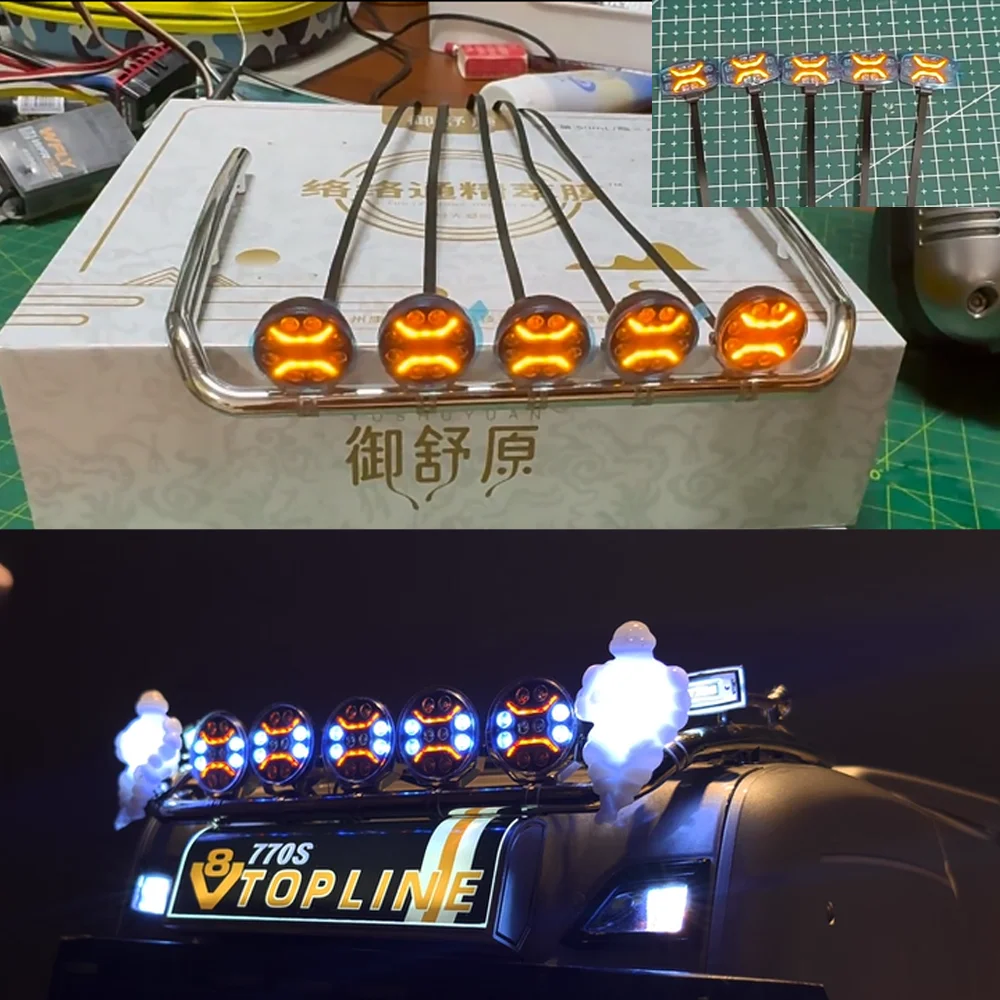 

Светодиодные потолочные фонари, круглый прожектор для радиоуправляемого грузовика Tamiya 1/14 SCANIA 770S VOLVO Mercedes-Benz ACTROS 3363 MAN LESU, часть игрушечного автомобиля