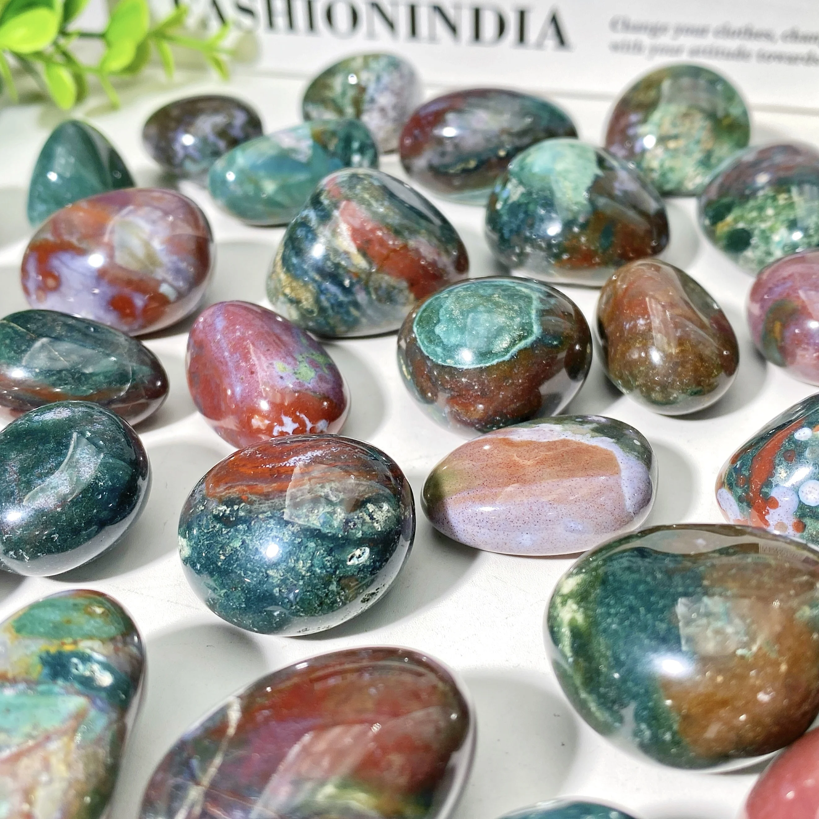 5PCS 10-30mm High Quality Ocean Jasper Tumbled Crystal Stones,Jewelry Making And Decorative Stone,Fish tank Decoration,Glitter