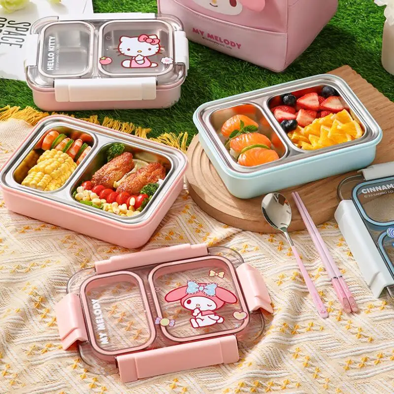 

Горячий ланч-бокс Sanrio Hello Kitty Sus 304, кавайный студенческий офисный работник, коробка для еды Kuromi, портативная посуда, детский подарок с героями мультфильмов, новый
