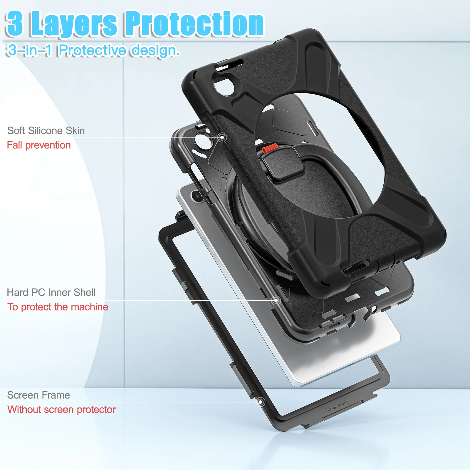 Stand Case For Lenovo Tab M8 4th Gen 2024 2023 TB300 TB301 FU XU Heavy Duty Cover With 360 Rotatable Handle Grip Shockproof Capa