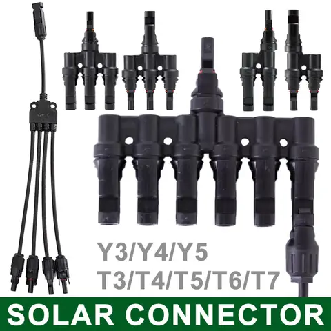 태양광 PV 커넥터 분기 병렬 연결 전기 태양광 패널 케이블 와이어 커넥터 T3 T4 T5 T6 T7 Y3 Y4 Y5