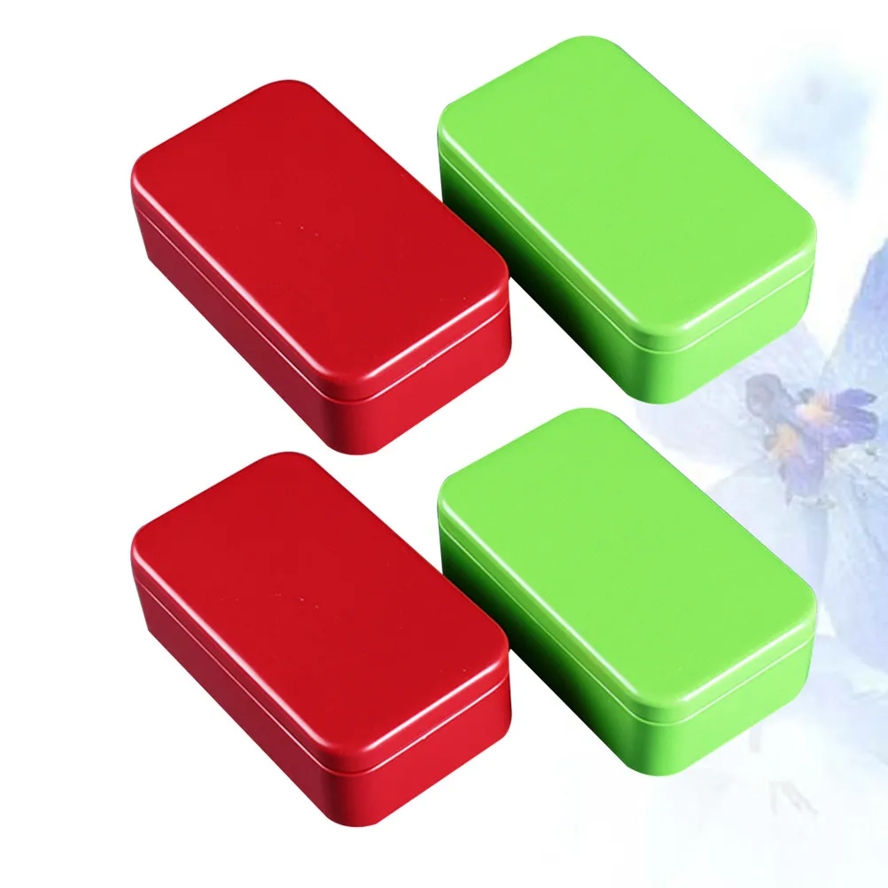 4Pcs Metal Business Card Box Tinplate Storage Containers Sealed Portable Tea Coffee Snack Sugar Nuts Cans for Travel Office Home