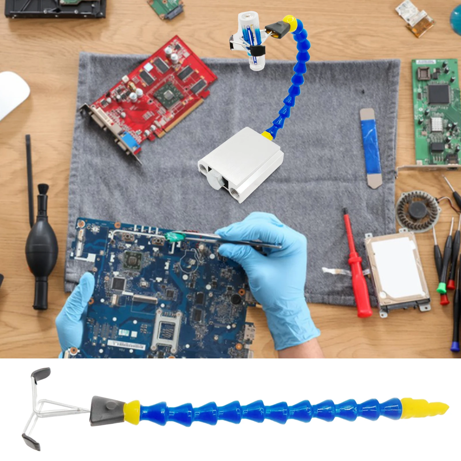 1/4In Thread Bench Vise Table Clamp 360-Degree Rotation Flexible Arms Soldering Tool Anti-Slip for Clamping Cylindrical Objects