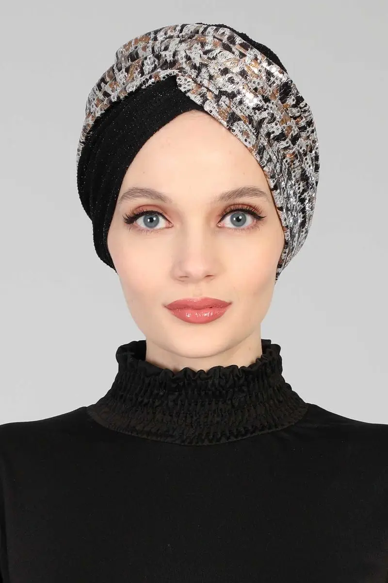 Hijab Bone sequined Buzy gray coffee