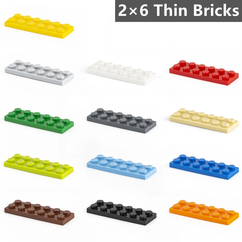 30 Pcs/Lot Building Blocks Compatible With 3795 2×6 Dots DIY Thin Figures Plate Bricks Assembly Creative Toys Children Kids Gift