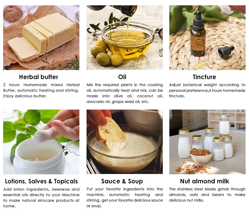 Infusão de ervas, extrator botânico elétrico para manteiga, óleo e tintura com molde, luva de silicone, saco de filtro