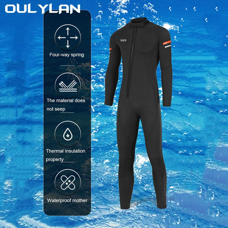 Oulylan Underwater Fishing Spearfishing Kitesurf Swimwear Wet Suit Equipment 3MM Neoprene Wetsuit Men Surf Scuba Diving Suit