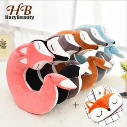 HazyBeauty Cut Fox Animal Cotton Plush U Shape Neck Pillow Travel Car Home Pillow Nap Animal Pillow Health Care with Eye Mask