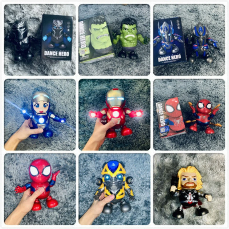 Marvel Comics The Avengers Dance Robot Iron Man Spider-Man Hulk Thanos Music Lighting Electric Robot Toys Children's Toys