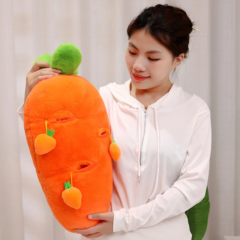 Simulation Cute Carrot Plush Toy Creative Pulling Radish Vegetable Plant Stuffed Plush Doll Back Hugging Pillow For Children