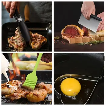 15-częściowy zestaw narzędzi do grilla płaskiego do Blackstone i kempingu, zestaw akcesoriów ze stali nierdzewnej do grillowania na świeżym powietrzu 8 best sales narzędzia do grilla - №5