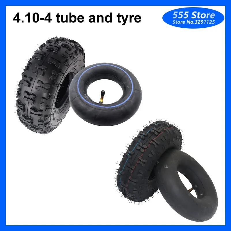 4.10-4 Pneumatic Tires outer tire 4.10/3.50-4 Inner Tube for ATV Quad Go Kart 47cc 49cc Chunky Fit All Models 4