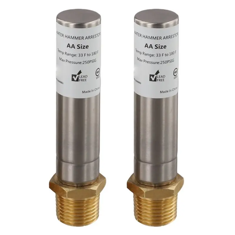 

【HAPPY】For Pipe Noise Reduction 2PCS Water Hammer Arrestor 1/2" NPT Male Brass& Stainless-Steel Connections