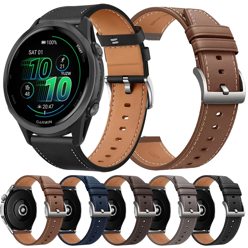 【セール中】Garmin Venu 3/2、Forerunner 570/265/255/165、Vivoactive 6/5対応 ソフトレザーストラップ 20mm/22mm ビジネスウォッチバンド