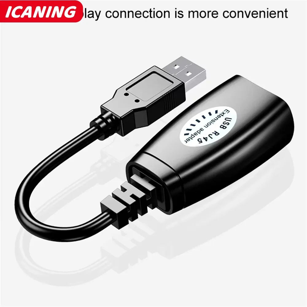 1pair USB to RJ45 LAN Cable Extension Adapter Extender Over Cat5 RJ45 Cat6 Patch Cord Black Networking Accessories image 3