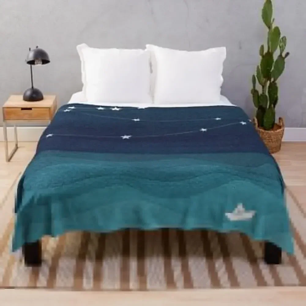 

Garland of stars, teal ocean Throw Blanket